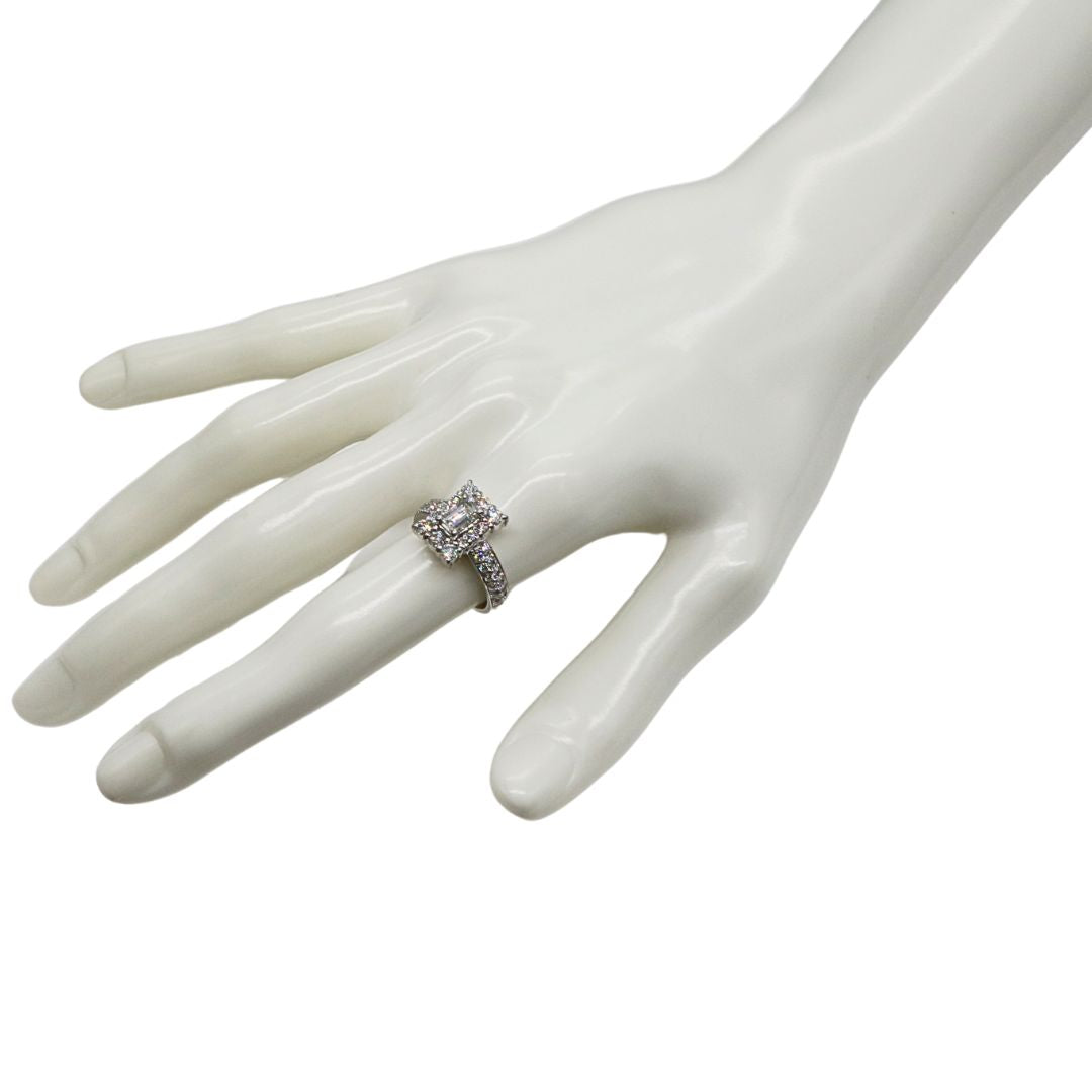PT900 D1.10ct/D0.50ct<br>エメラルドカット ダイヤリング<br>【未使用品】