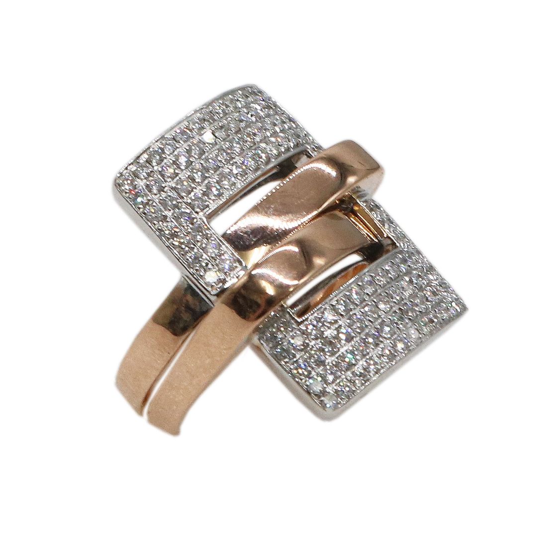 K18PG/D0.74ct<br>スクエア パヴェダイヤモンド リング<br>【未使用品】