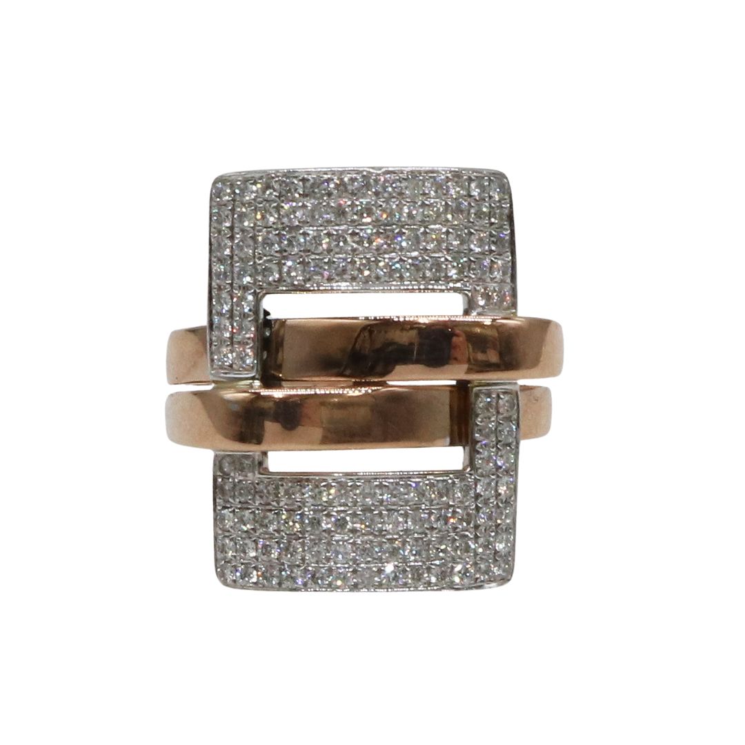 K18PG/D0.74ct<br>スクエア パヴェダイヤモンド リング<br>【未使用品】