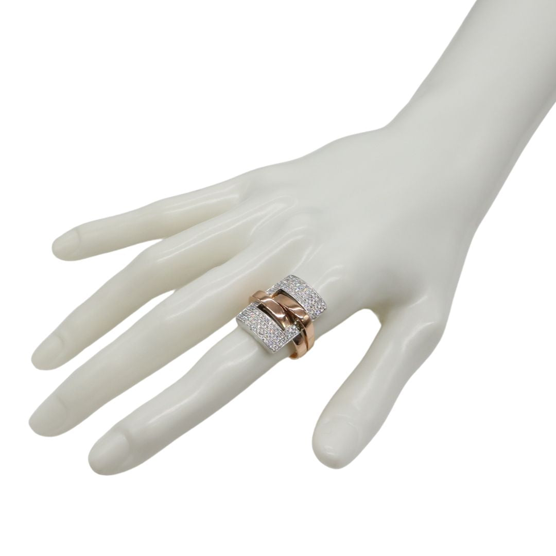 K18PG/D0.74ct<br>スクエア パヴェダイヤモンド リング<br>【未使用品】
