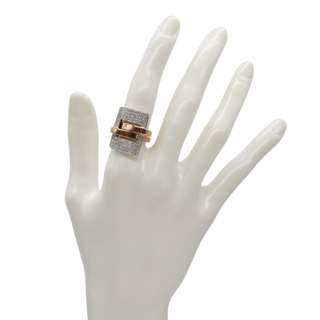 K18PG/D0.74ct<br>スクエア パヴェダイヤモンド リング<br>【未使用品】