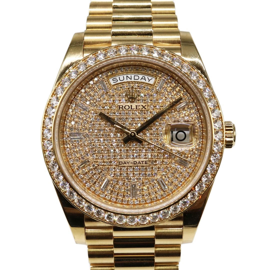 ROLEX【ロレックス】<br>デイデイト40<br>アフターダイヤモンド<br>228348RBR/ランダム<br>【USED】