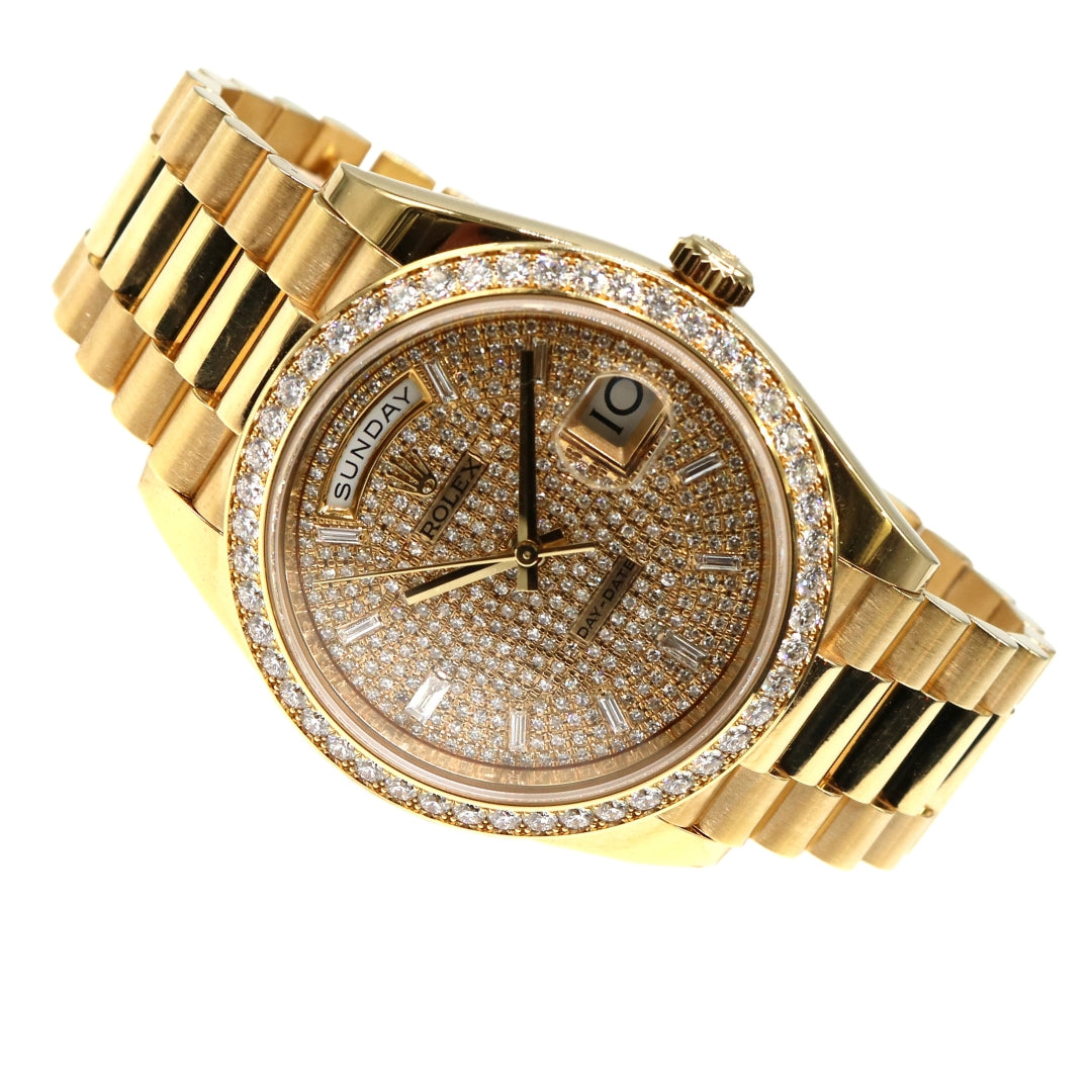 ROLEX【ロレックス】<br>デイデイト40<br>アフターダイヤモンド<br>228348RBR/ランダム<br>【USED】