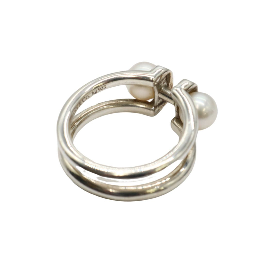 Tiffany&Co.【ティファニー】<br>ハードウェア<br>ダブルパール リング<br>シルバー925<br>【USED】