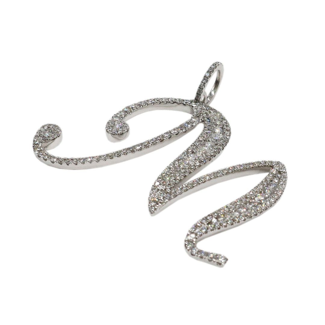 K18WG D1.02ct<br>イニシャルペンダントトップ M<br>【未使用品】