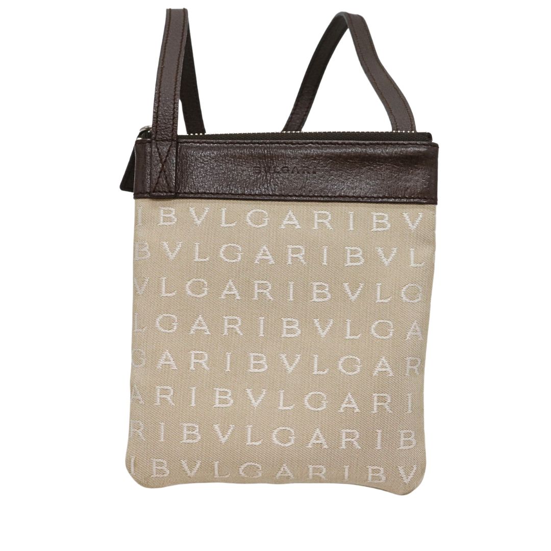 BVLGARI【ブルガリ】ロゴマニア ポシェット ショルダーバッグ ベージュ 