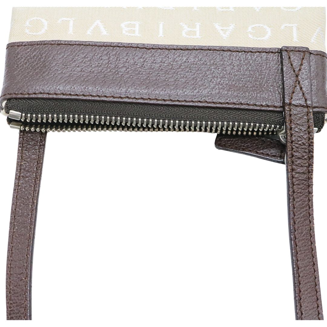 ロゴマニア ポシェット<br>ショルダーバッグ<br>キャンバス/レザー<br>ベージュ×ブラウン<br>【USED】