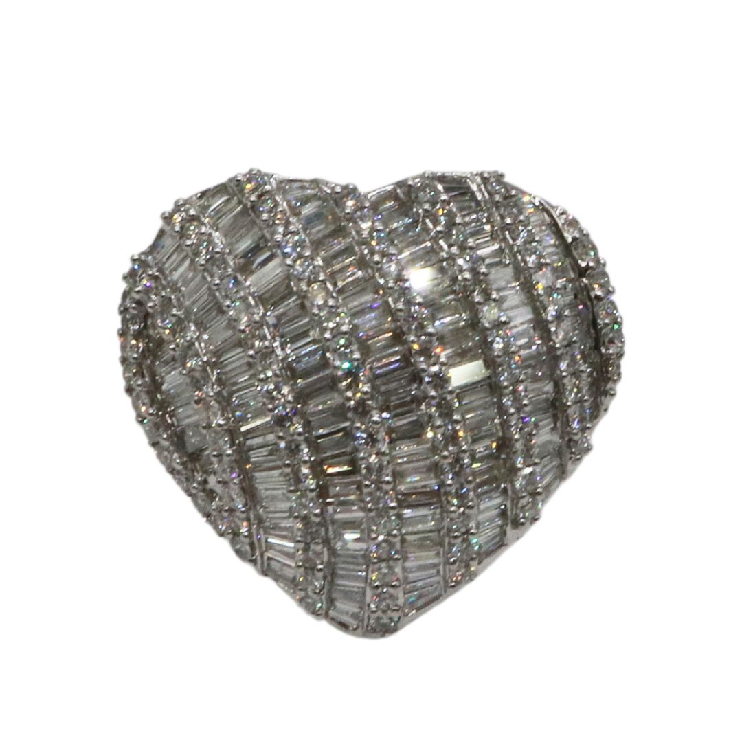 K18WG/D3.00ct<br>ハートバケットダイヤリング<br>【未使用品】