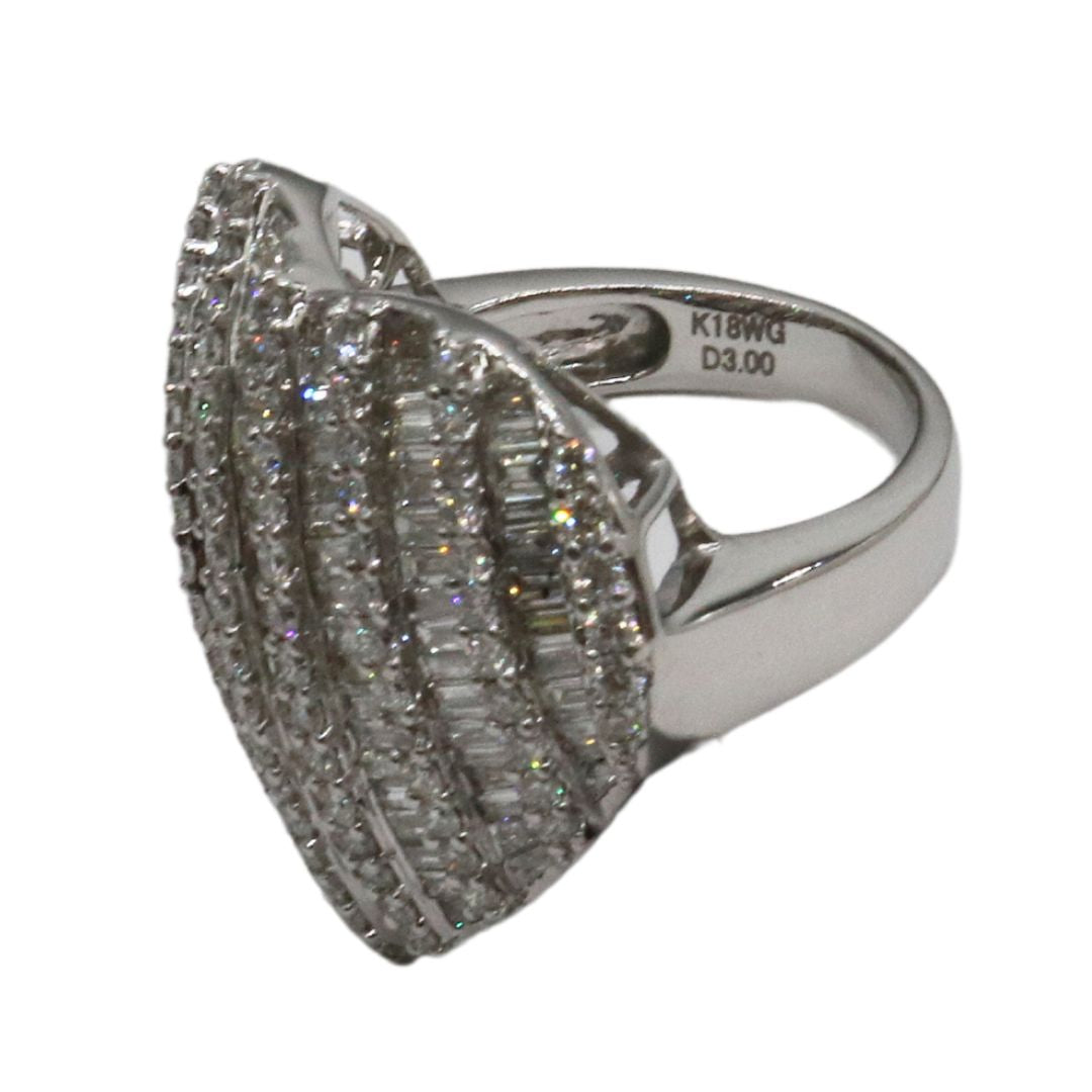 K18WG/D3.00ct<br>ハートバケットダイヤリング<br>【未使用品】