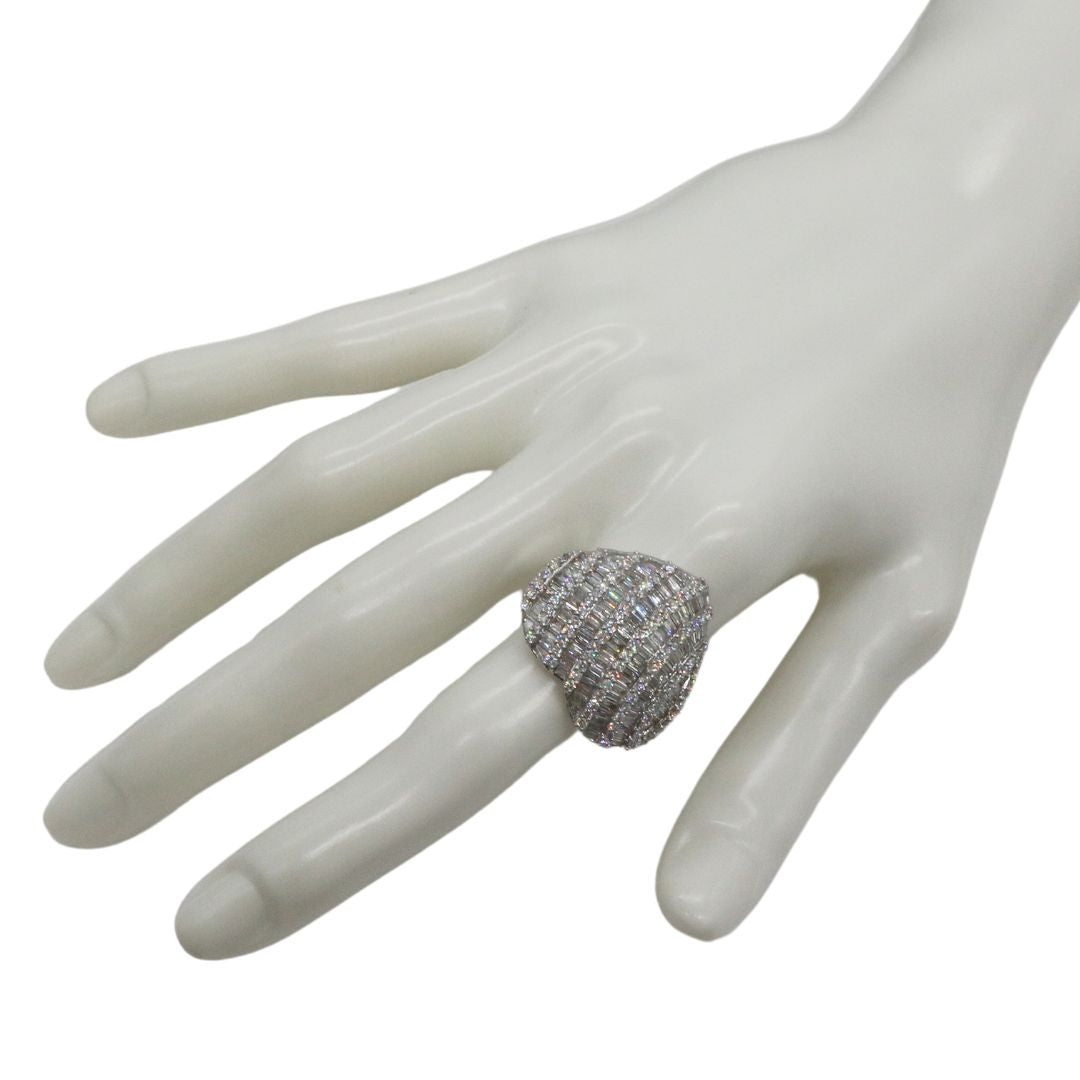 K18WG/D3.00ct<br>ハートバケットダイヤリング<br>【未使用品】