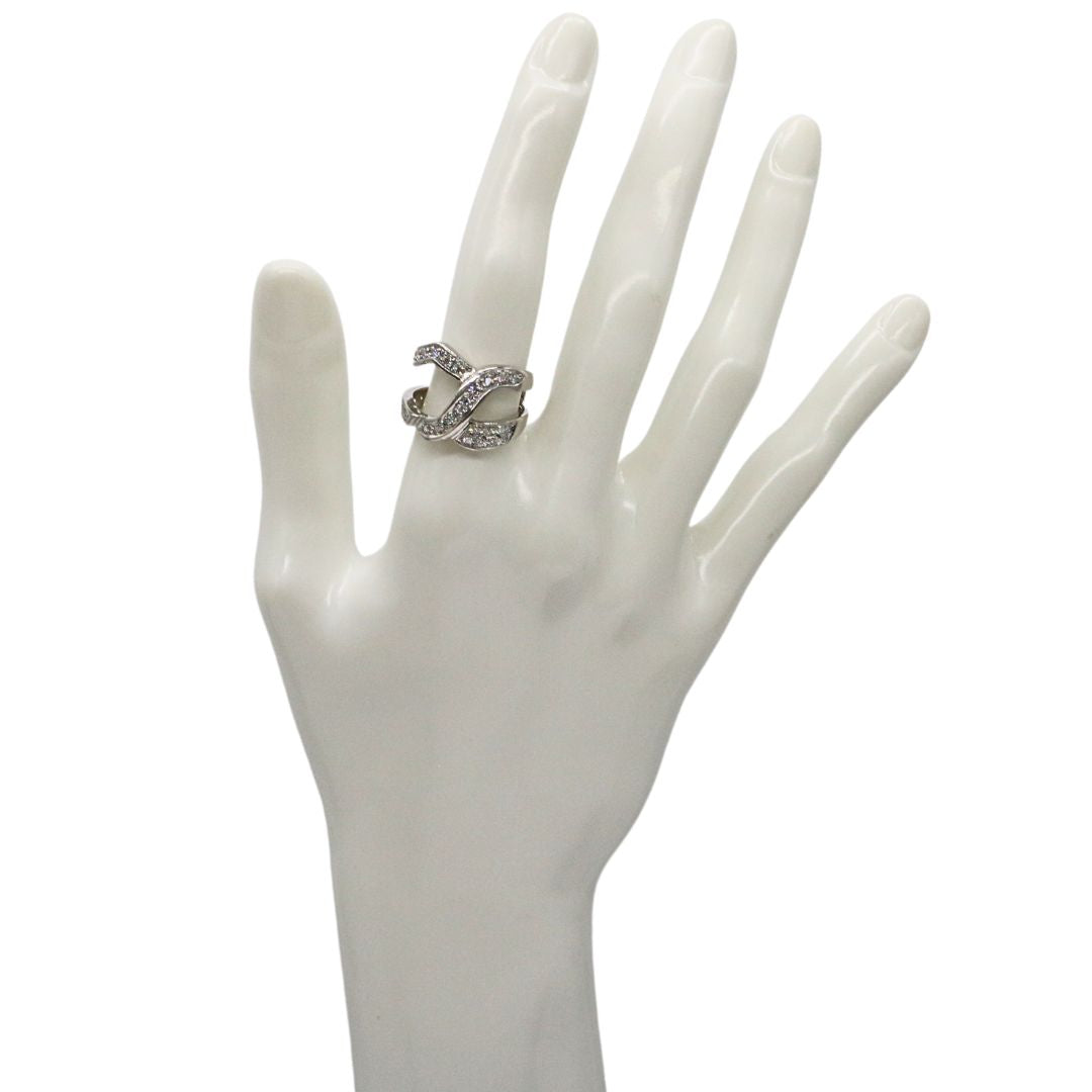 PT900/D0.67ct<br>ダイヤモンド クロス リング<br>【未使用品】