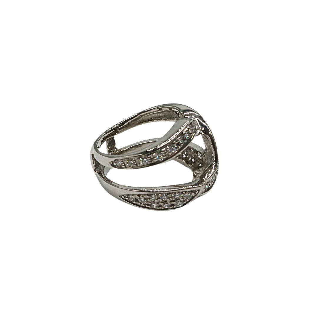 PT900/D0.67ct<br>ダイヤモンド クロス リング<br>【未使用品】
