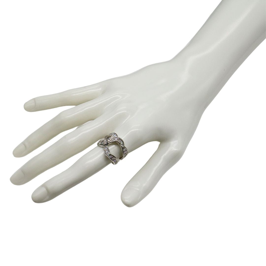PT900/D0.67ct<br>ダイヤモンド クロス リング<br>【未使用品】