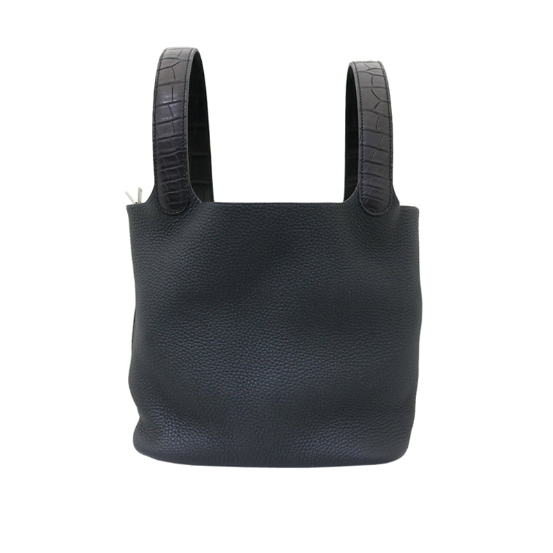トリヨンクレマンス<BR>アリゲーターマット<BR>ピコタンロック タッチ MM<BR>ブラック/SV金具<BR>【未使用品】