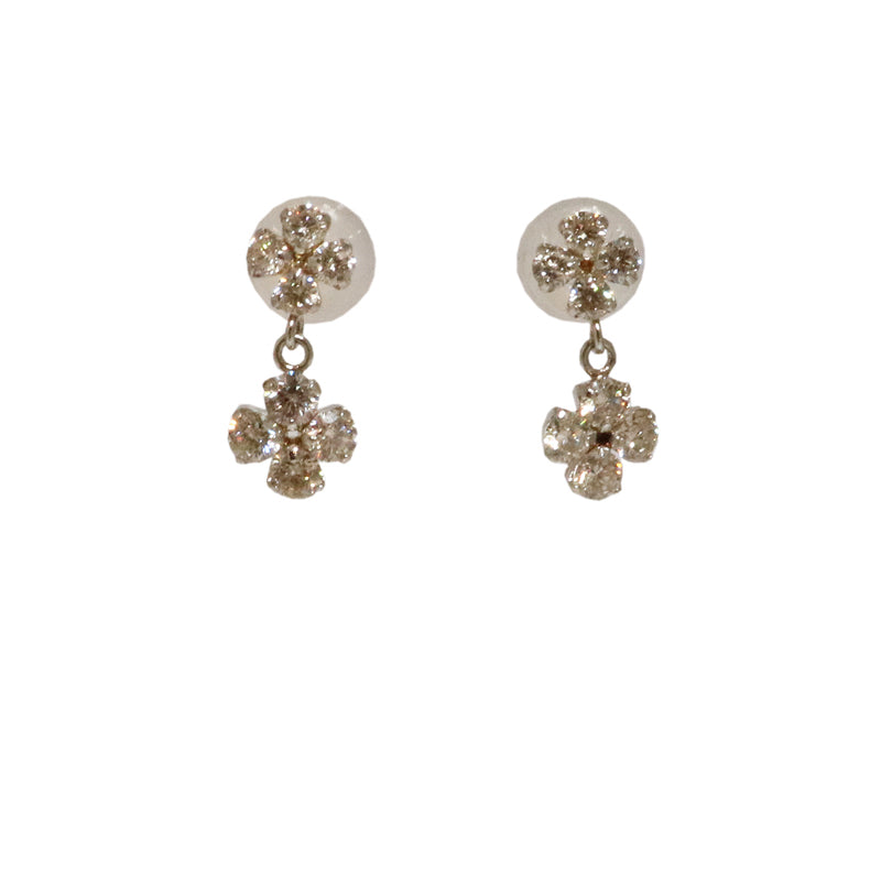 PT900/D0.50ct<BR>フラワーモチーフ<BR>ダイヤモンドピアス<BR>【NEW】