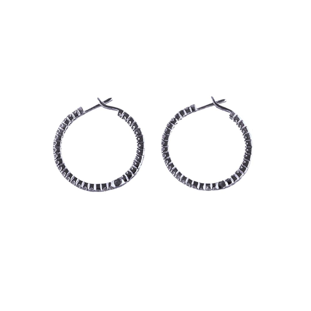 K18WG/D1.04ct<BR>フープ ダイヤモンドピアス<BR>【NEW】