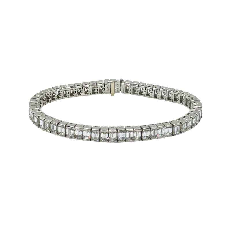Pt900 K18WG D13.22ct エメラルドカット ダイヤモンド テニス 