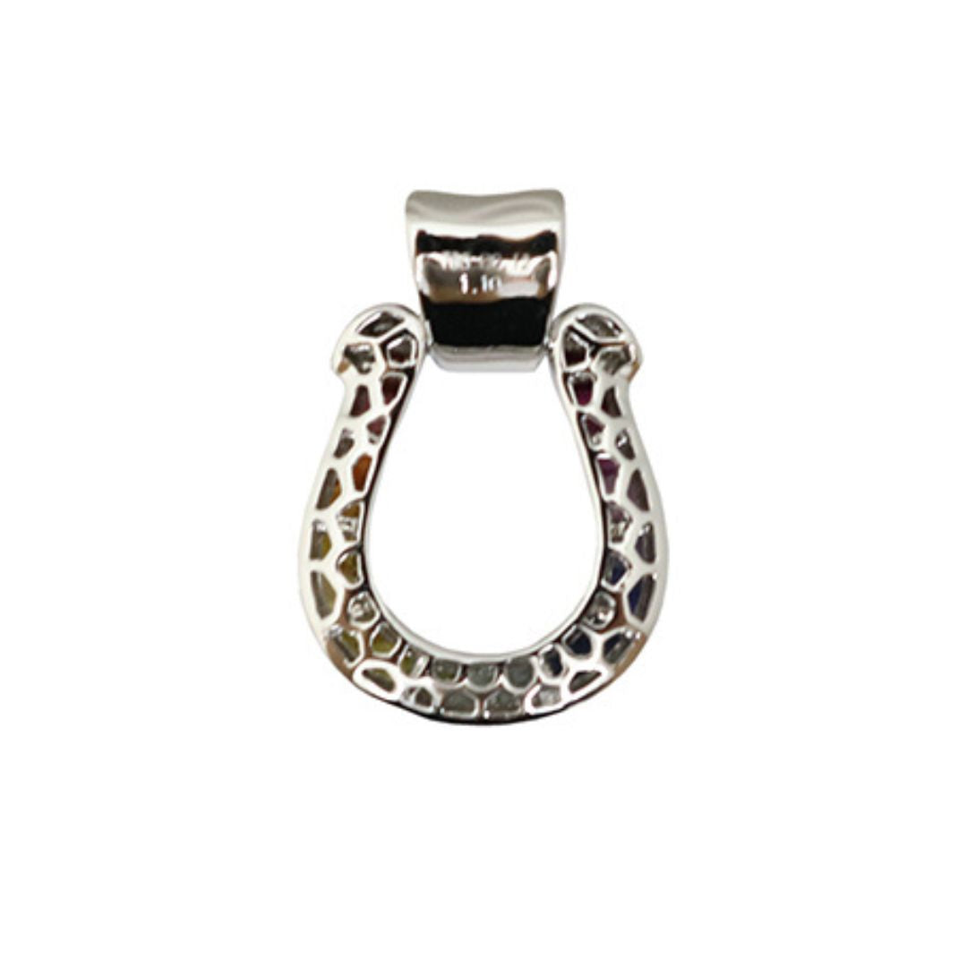 ORIGINAL JEWELRY<br>【オリジナルジュエリー】<br>K18WG D0.12ct/1.10ct<BR>レインボー 馬蹄モチーフ<BR>ダイヤモンドトップ<BR>Mサイズ<BR>【NEW】