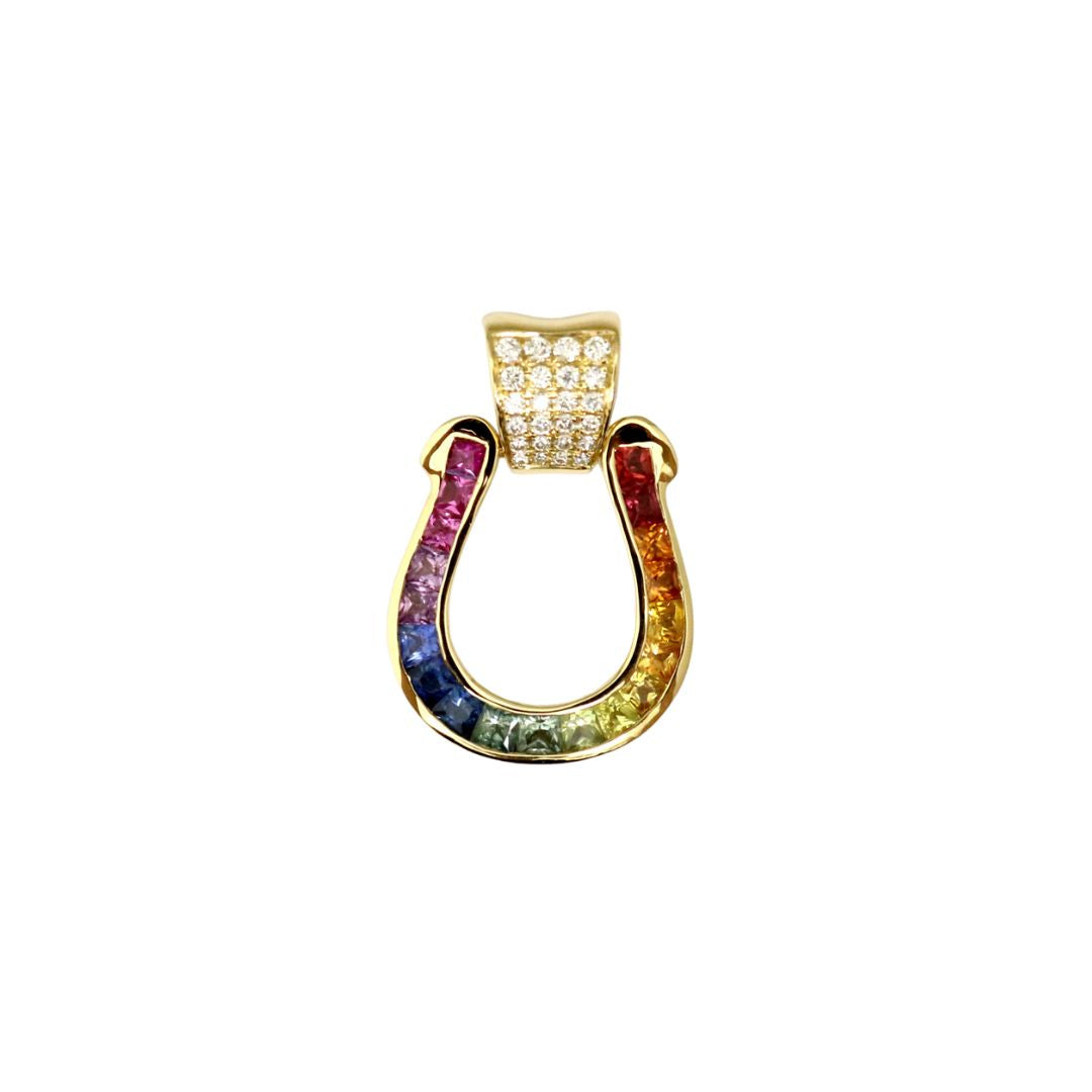 ORIGINAL JEWELRY<br>【オリジナルジュエリー】<br>K18 YG D0.12ct/1.15ct<BR>レインボー 馬蹄モチーフ<BR>ダイヤモンドトップ<BR>Mサイズ<BR>【NEW】