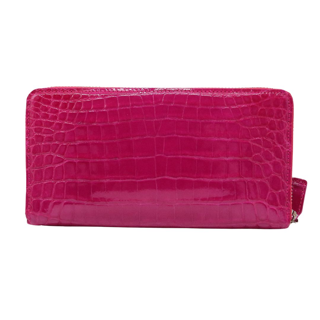 オリジナル<br>クロコダイル ロングウォレット<br>シャインローズピンク/<br>シルバー金具<br>【NEW】