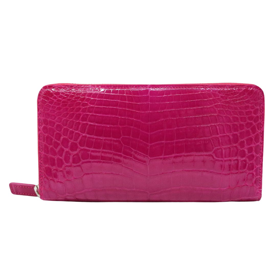 オリジナル<br>クロコダイル ロングウォレット<br>シャインローズピンク/<br>シルバー金具<br>【NEW】