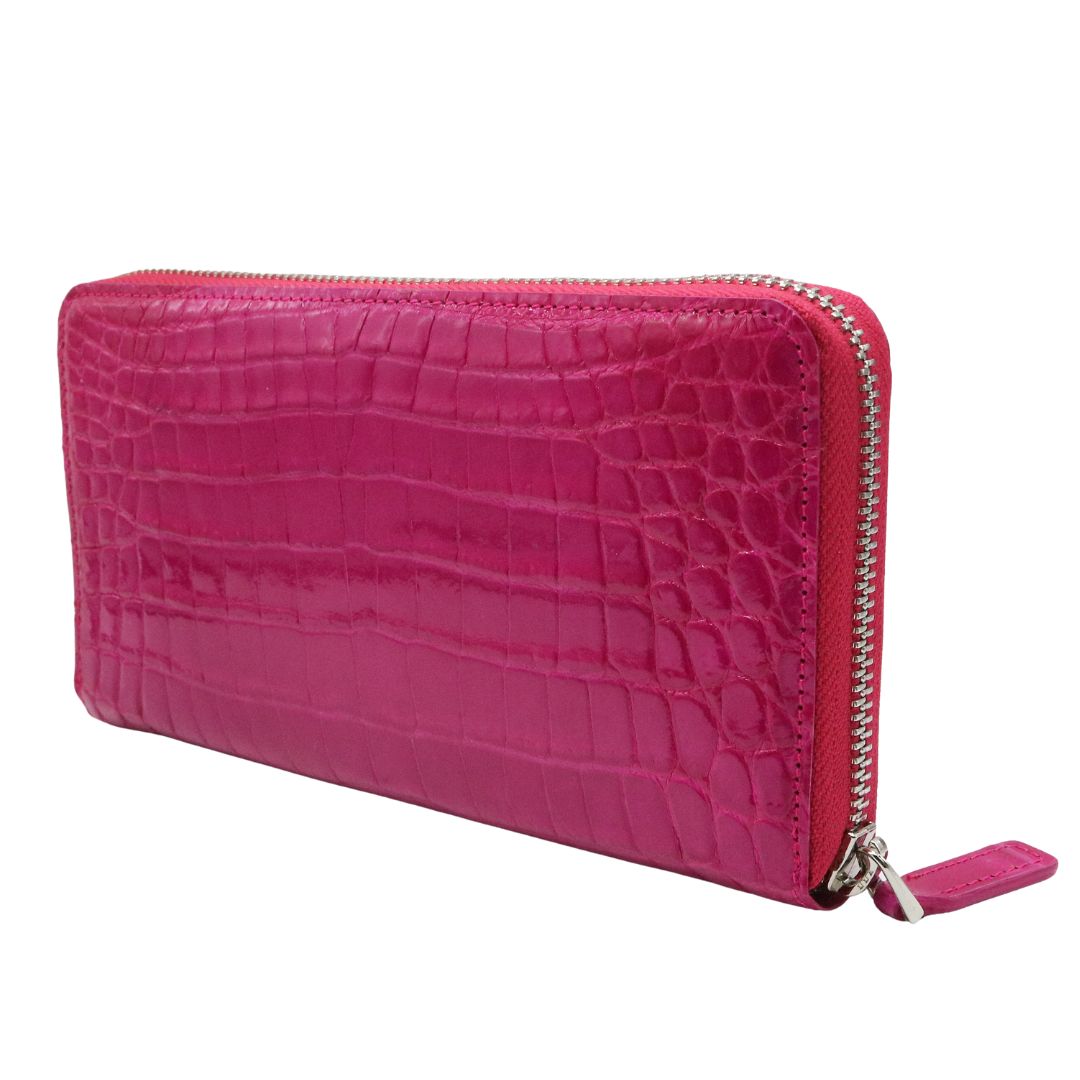 オリジナル<br>クロコダイル ロングウォレット<br>シャインローズピンク/<br>シルバー金具<br>【NEW】