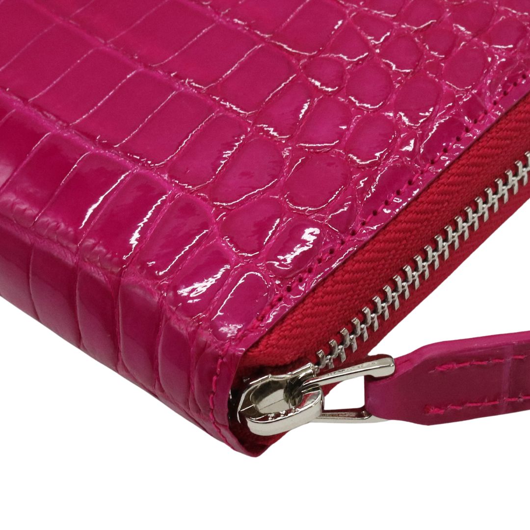 オリジナル<br>クロコダイル ロングウォレット<br>シャインローズピンク/<br>シルバー金具<br>【NEW】