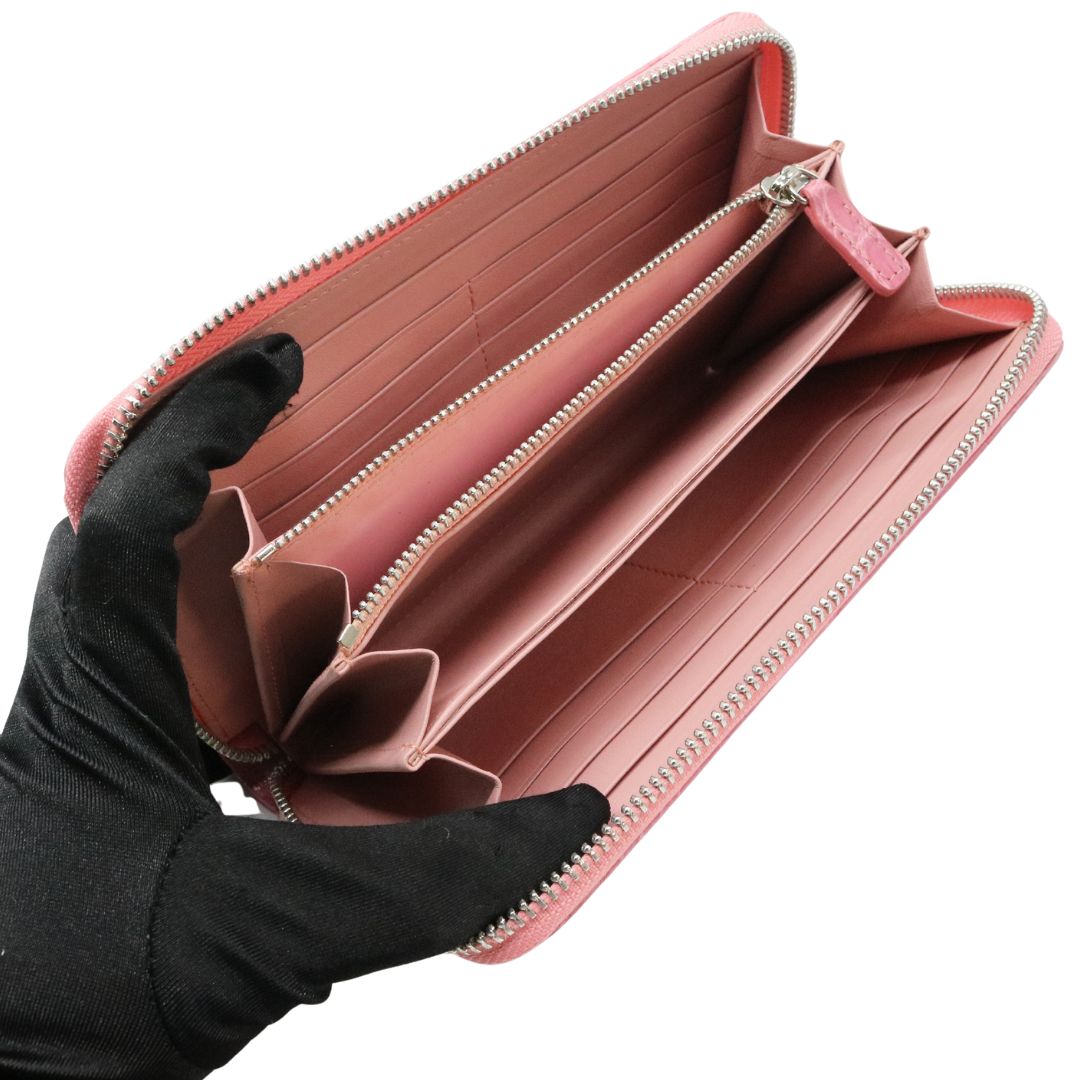 オリジナル<br>クロコダイル ロングウォレット<br>シャインピンク/シルバー金具<br>【NEW】