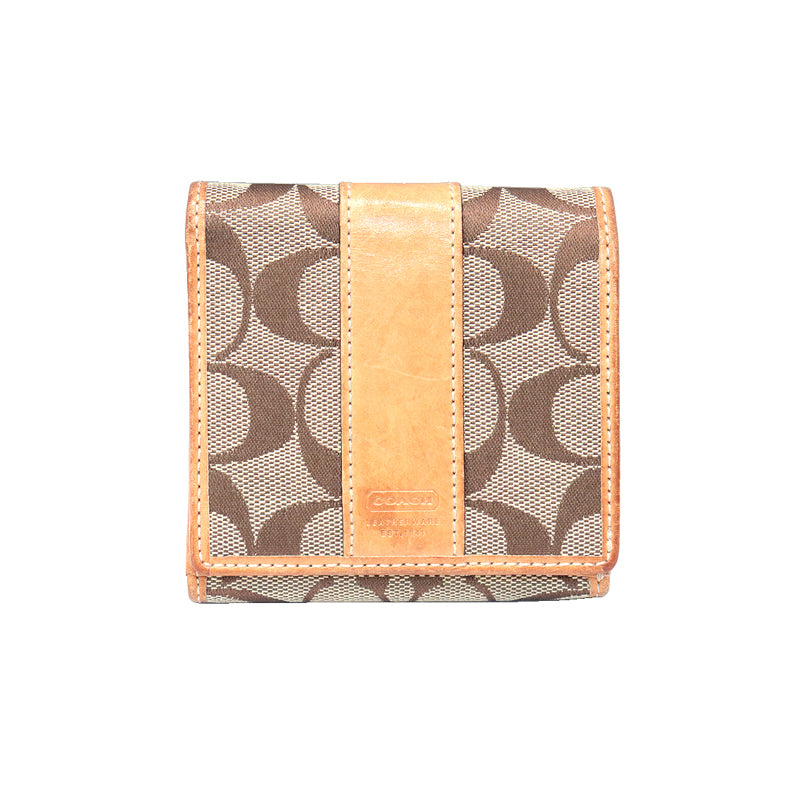 COACH【コーチ】<BR>シグネチャー<BR>二つ折り財布<BR>【USED】