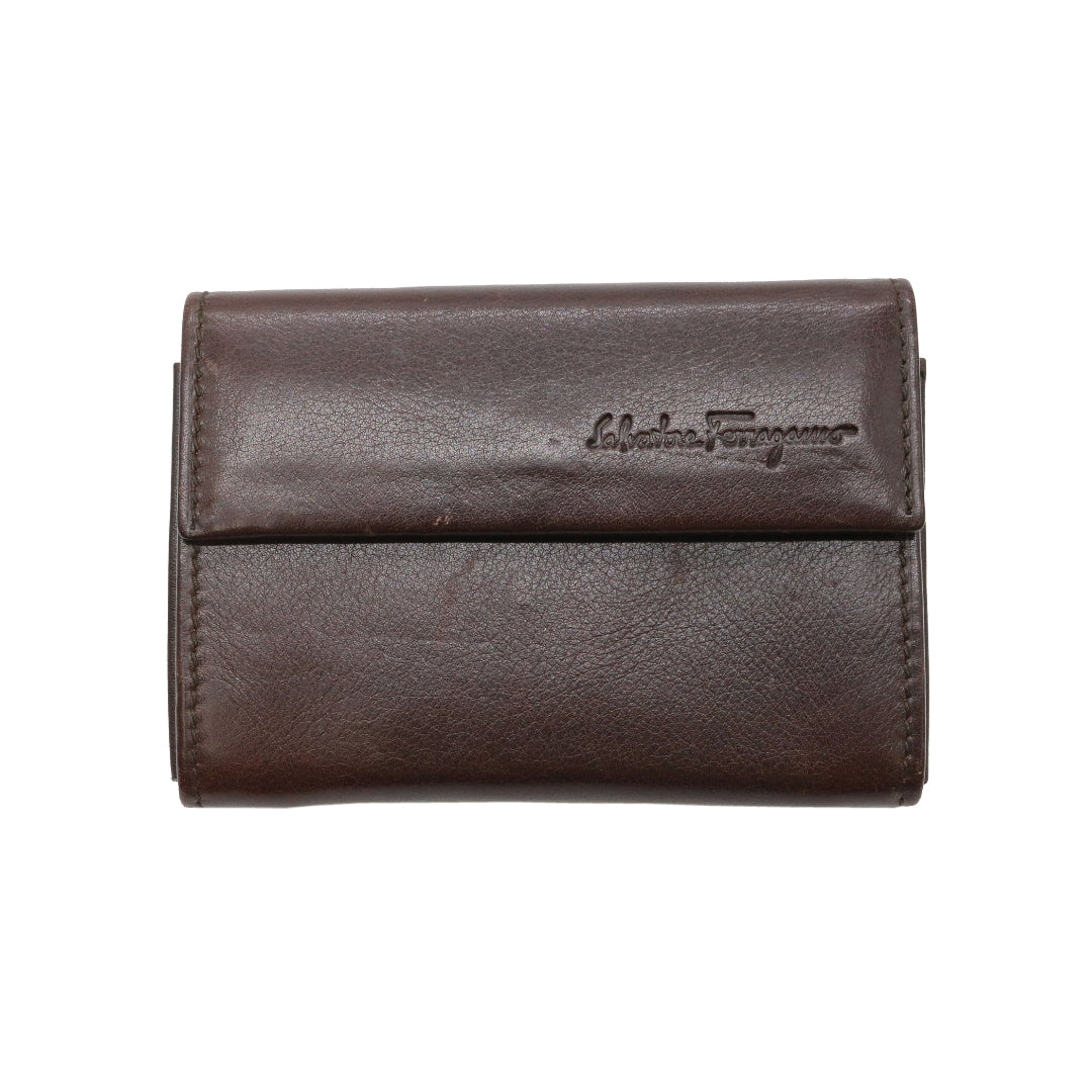 Salvatore Ferragamo<br>【サルヴァトーレフェラガモ】<br>カードケース<br>レザー ブラウン【USED】