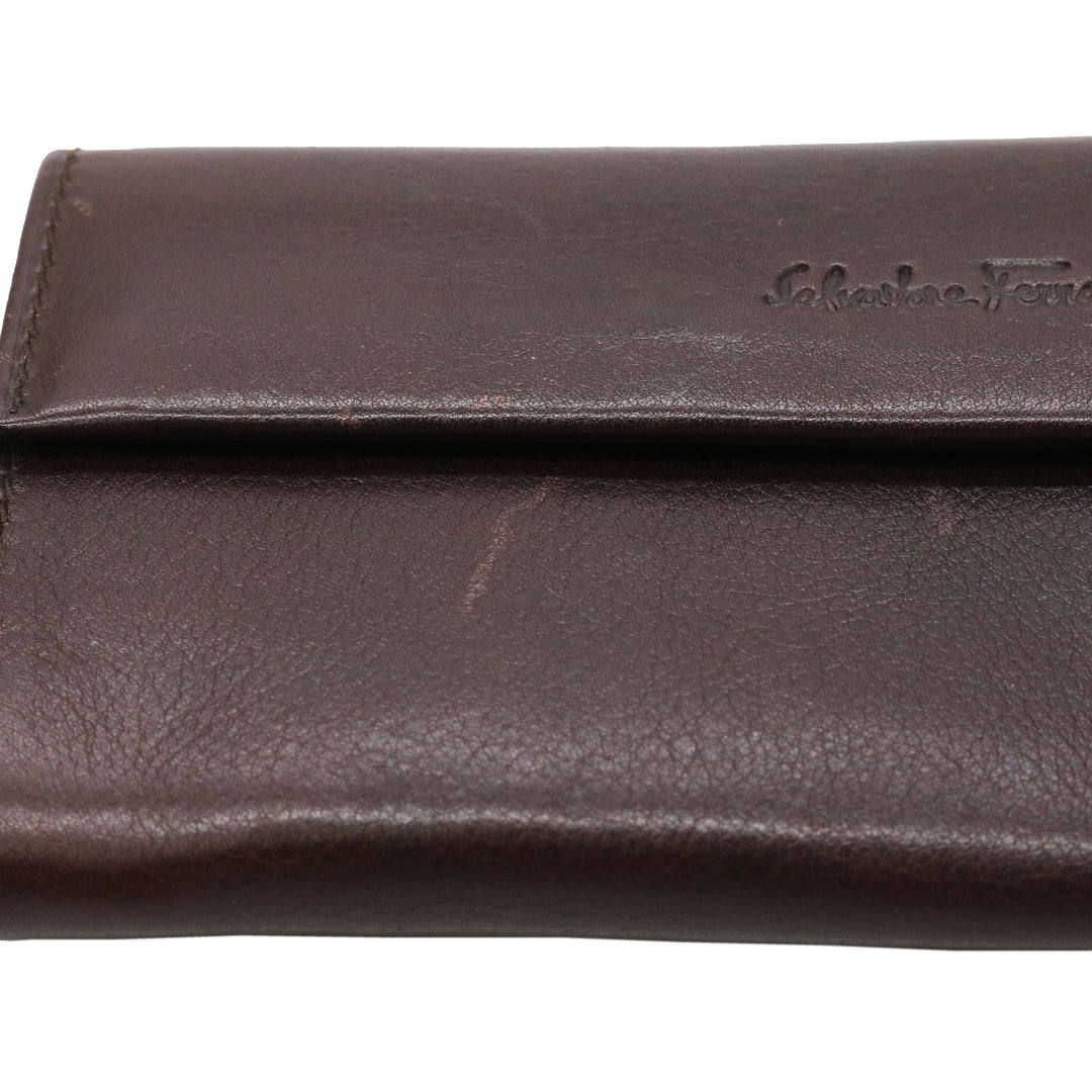 Salvatore Ferragamo<br>【サルヴァトーレフェラガモ】<br>カードケース<br>レザー ブラウン【USED】