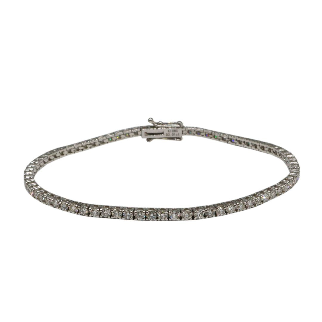 K18WG D3.01ct<br>ダイヤモンド テニスブレスレット<br>【NEW】