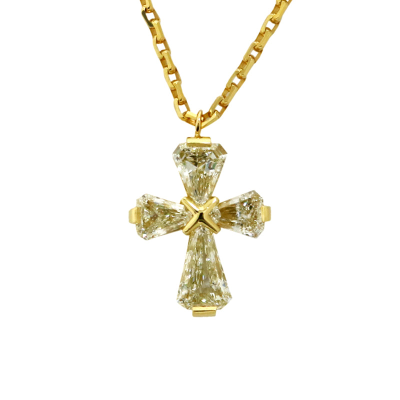 K10/K18YG/D1.221ct<BR>クロスダイヤモンド<BR>ペンダント<BR>【NEW】