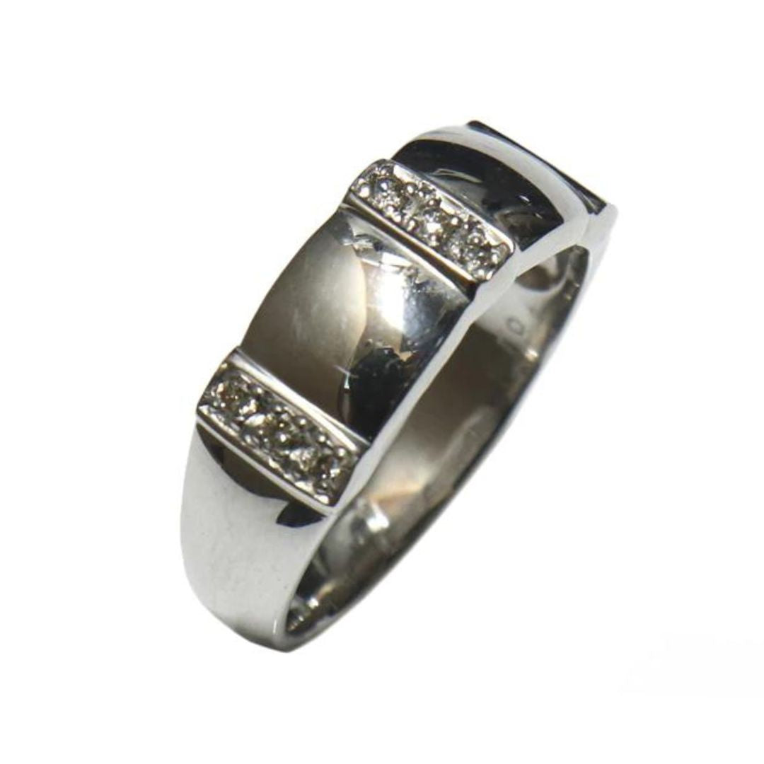 ORIGINAL JEWELRY<br>【オリジナルジュエリー】<br>K10WG/D0.10ct<BR>3ライン<BR>ダイヤモンドリング<BR>【未使用品】