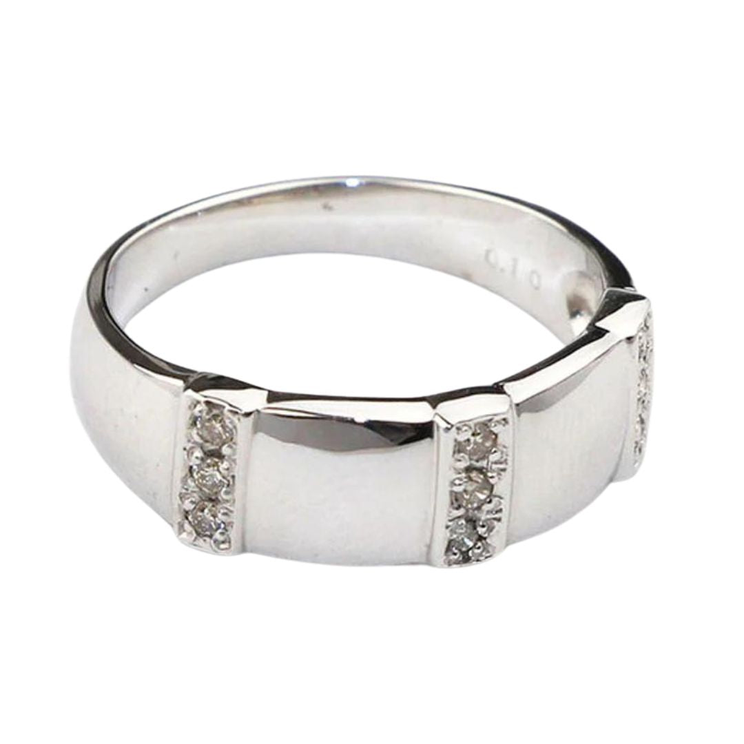 ORIGINAL JEWELRY<br>【オリジナルジュエリー】<br>K10WG/D0.10ct<BR>3ライン<BR>ダイヤモンドリング<BR>【未使用品】