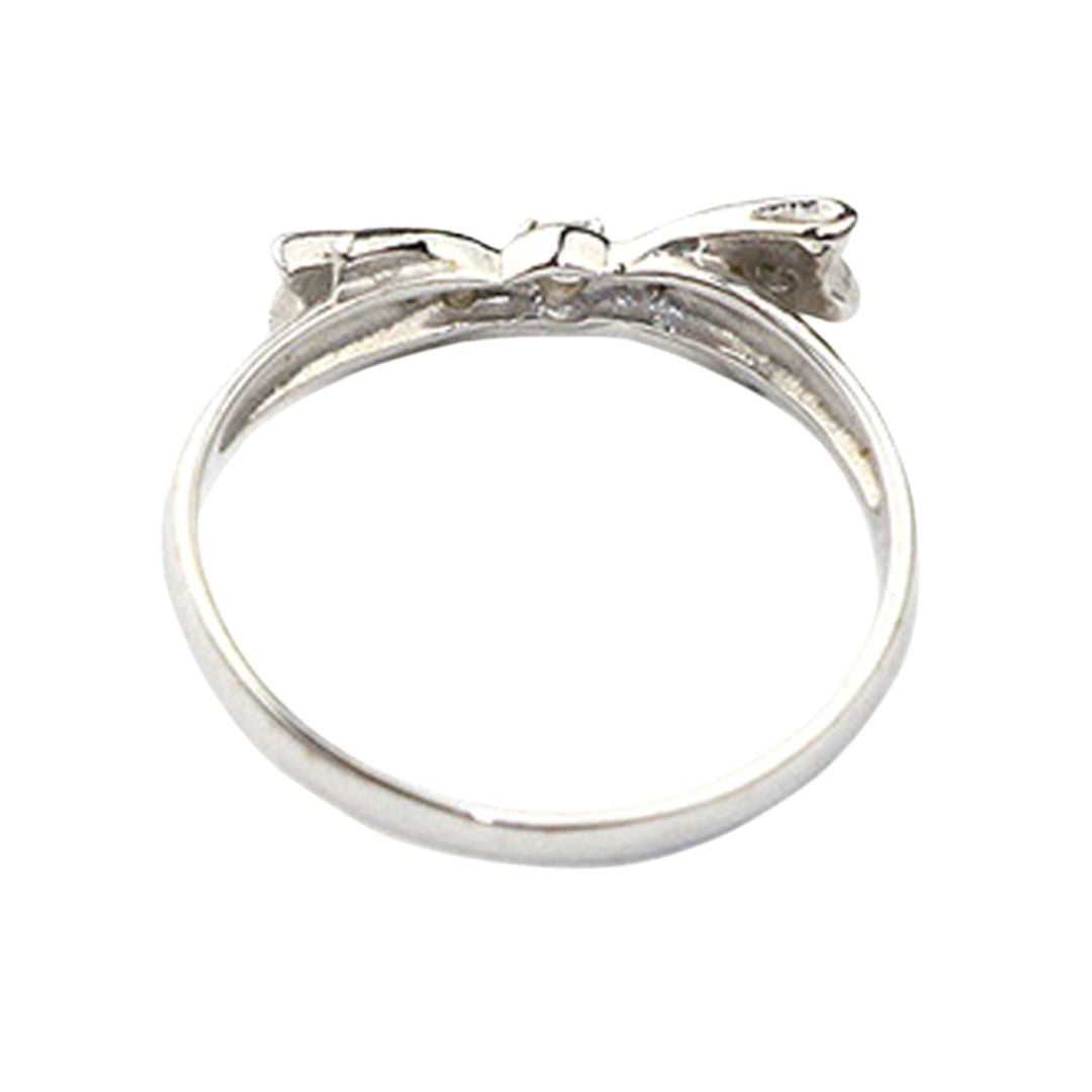 ORIGINAL JEWELRY<br>【オリジナルジュエリー】<br>K10WG/D0.07ct<BR>リボンモチーフ<BR>リング<BR>【未使用品】