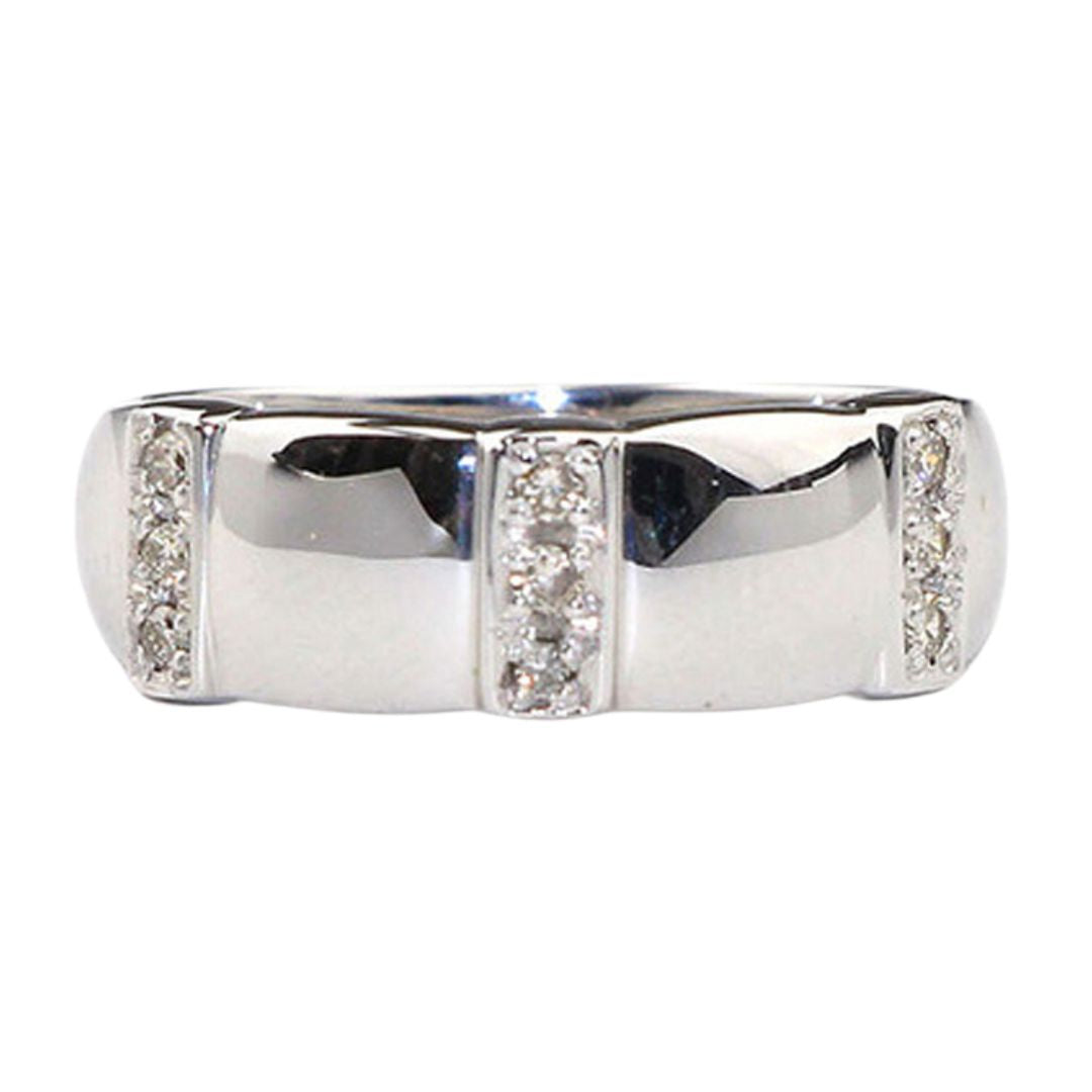 ORIGINAL JEWELRY<br>【オリジナルジュエリー】<br>K10WG/D0.10ct<BR>3ライン<BR>ダイヤモンドリング<BR>【未使用品】