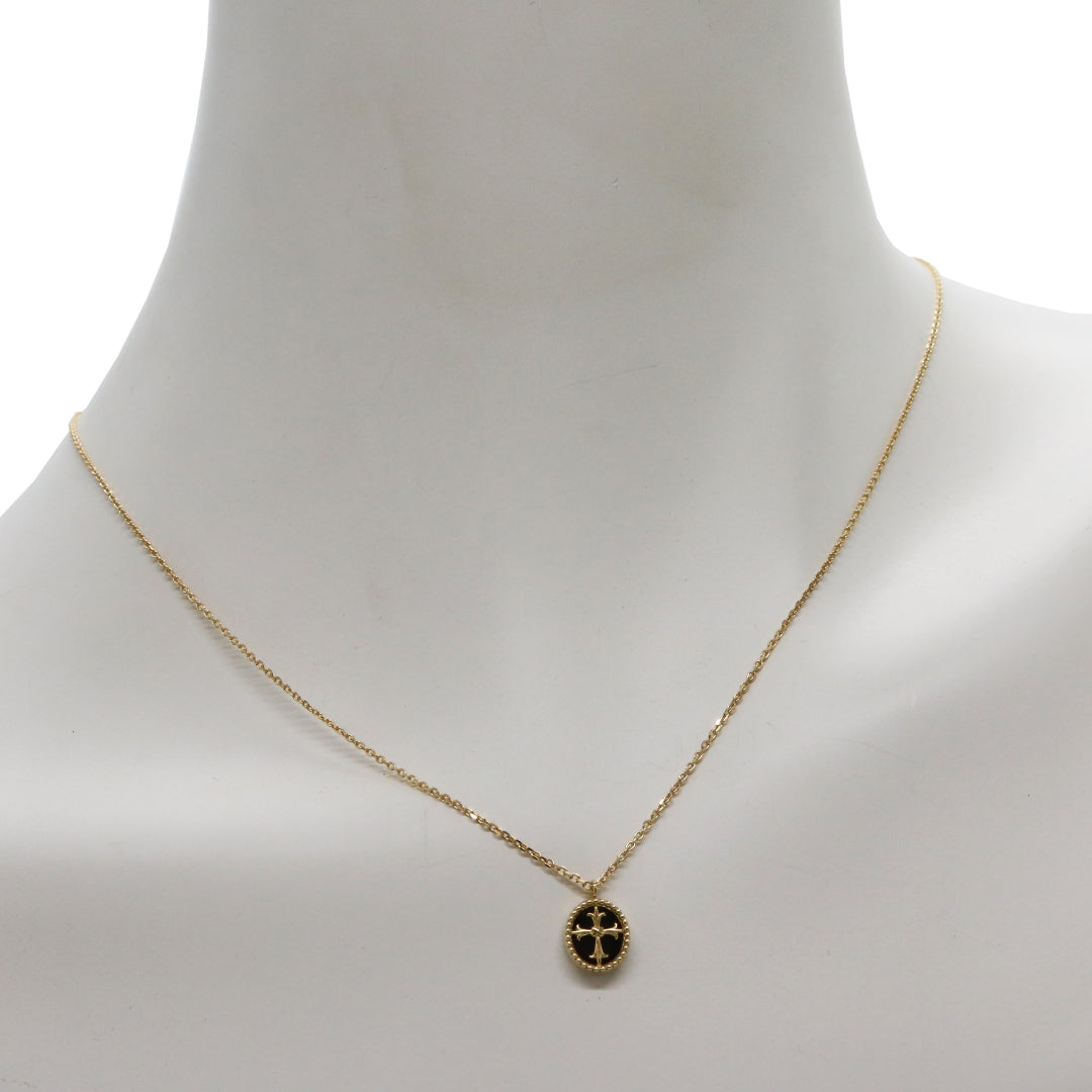 K18YG<br>オニキス クロス ネックレス<br>【NEW】