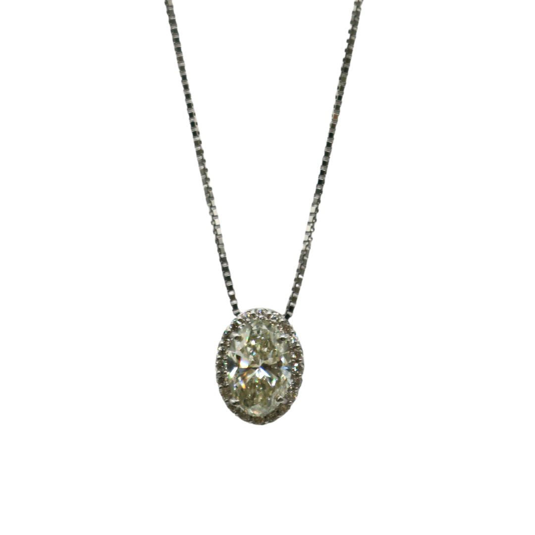 ORIGINAL JEWELRY<br>【オリジナルジュエリー】<br>PT900/D1.004ct D0.10ct<br>オーバルダイヤモンド ネックレス<br>【NEW】