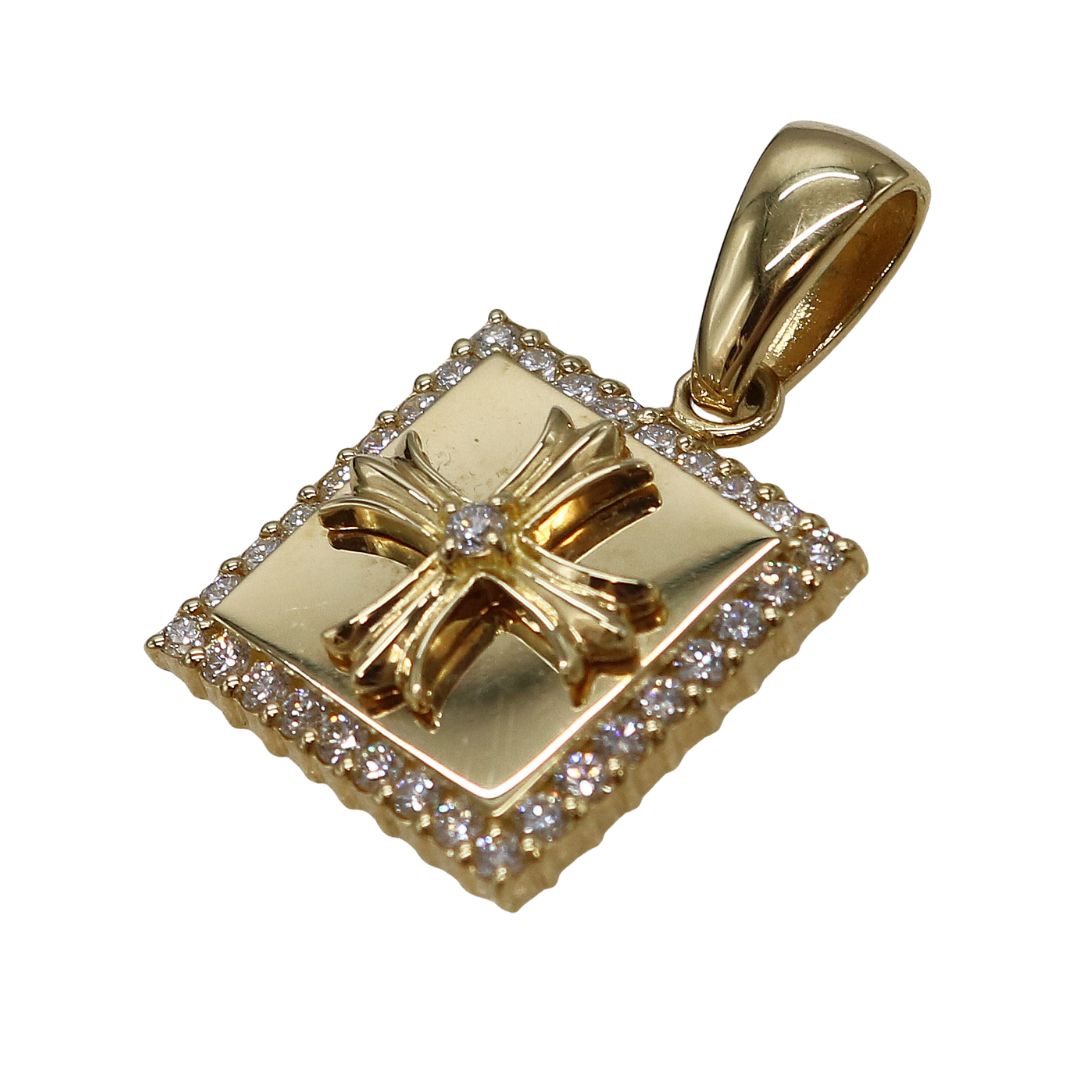 K18YG D0.40ct<br>プレート クロス ペンダントトップ<br>【NEW】