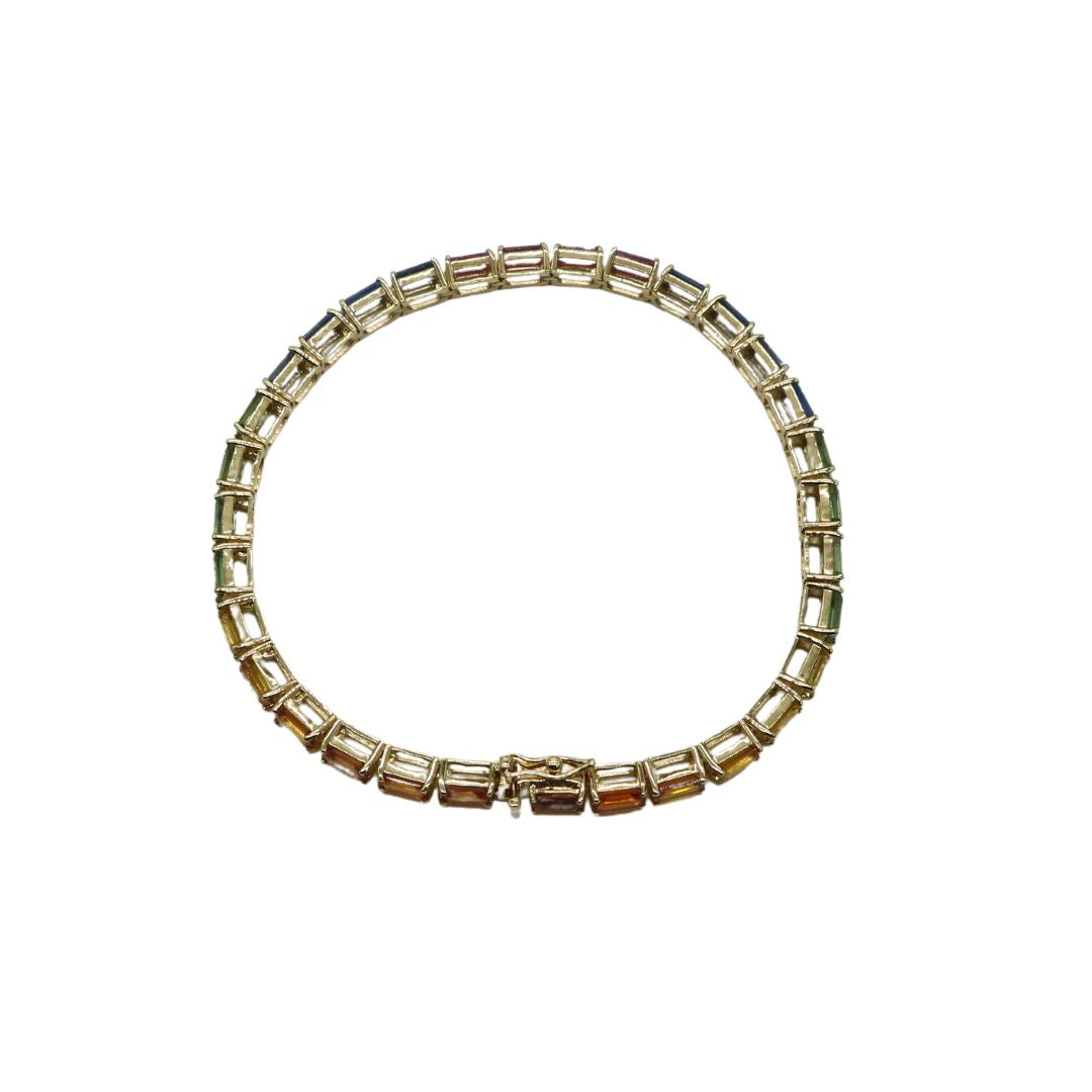 K18YG/11.10ct<br>マルチサファイア<br>テニスブレスレット<br>【NEW】