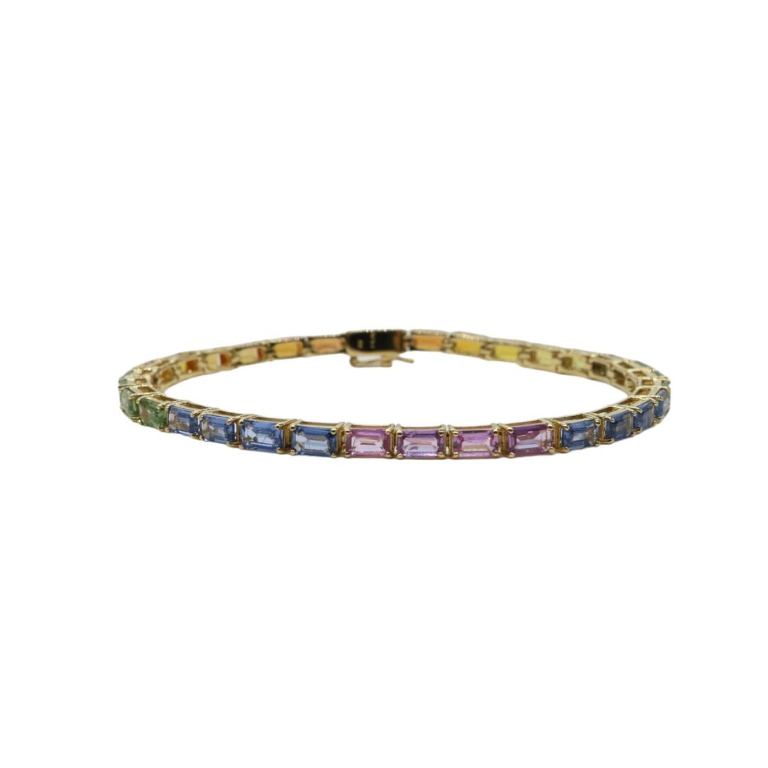 K18YG/11.10ct<br>マルチサファイア<br>テニスブレスレット<br>【NEW】