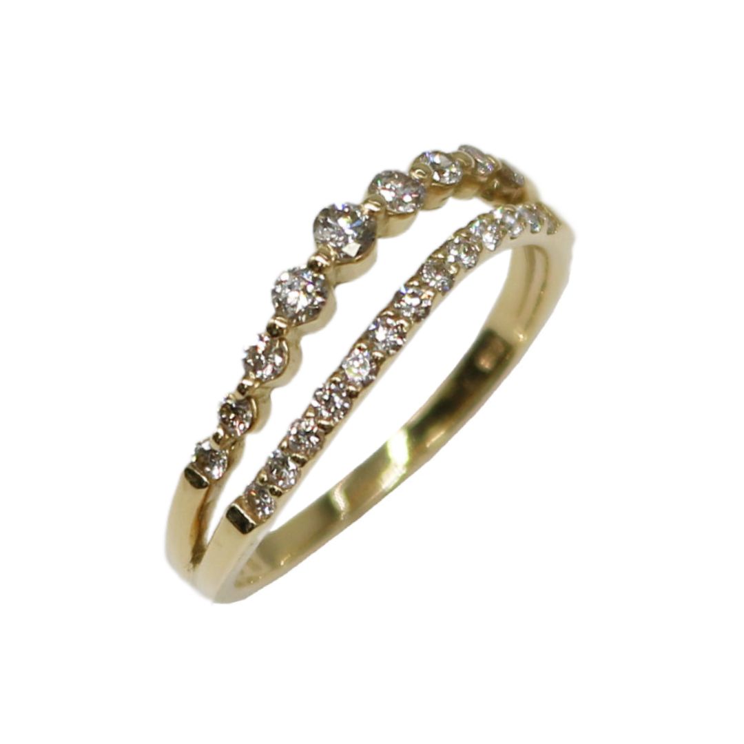 K18YG/D0.30ct<br>2連ダイヤモンドリング<br>【NEW】