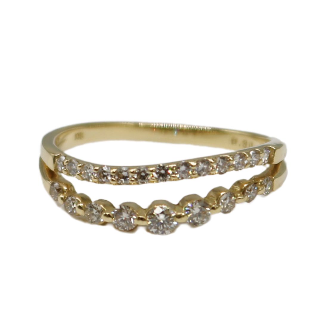 K18YG/D0.30ct<br>2連ダイヤモンドリング<br>【NEW】