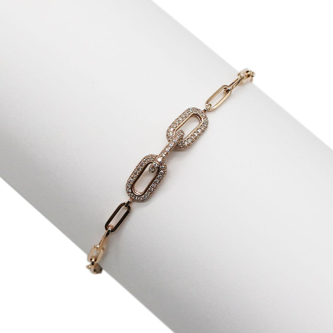 K18PG/D0.59ct<br>ペーパークリップ ブレスレット<br>【NEW】