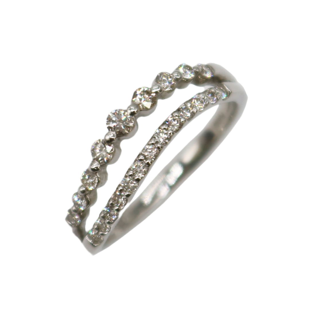 ORIGINAL JEWELRY<br>【オリジナルジュエリー】<br>PT900/D0.30ct<br>2連ダイヤモンドリング<br>【NEW】