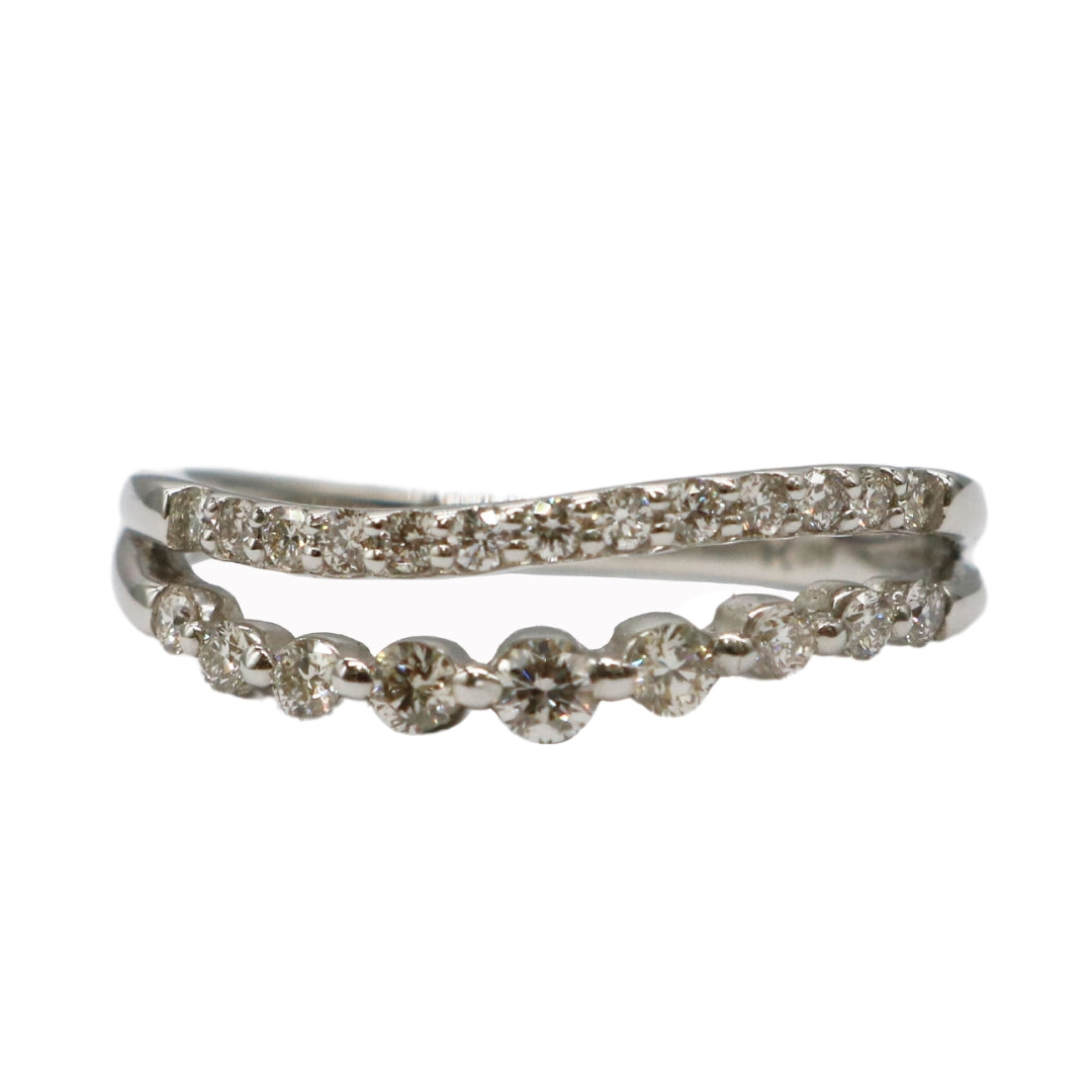 ORIGINAL JEWELRY<br>【オリジナルジュエリー】<br>PT900/D0.30ct<br>2連ダイヤモンドリング<br>【NEW】