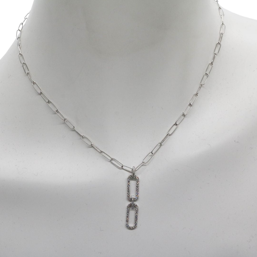 ORIGINAL JEWELRY <br>【オリジナルジュエリー】<br>K18WG D0.39ct<br>ダイヤモンド<br> ペーパークリップネックレス<br>【NEW】