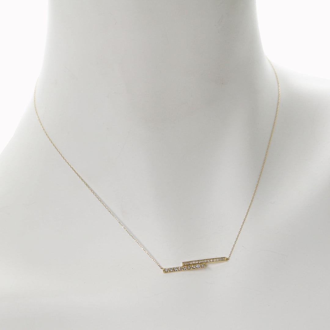 K18YG/D0.28ct<br>ダブルバー<br>ダイヤモンドネックレス<br>【NEW】