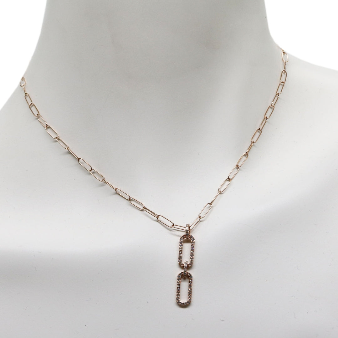 ORIGINAL JEWELRY <br>【オリジナルジュエリー】<br>K18PG D0.44ct<br>ダイヤモンド<br> ペーパークリップネックレス<br>【NEW】